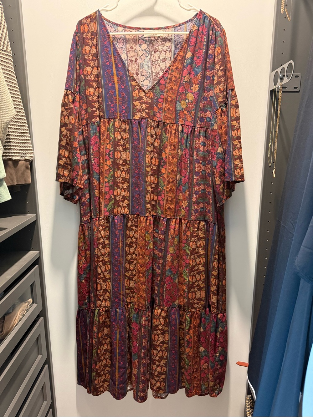 Natural Life Tiered Midi Dress - Brown Multi